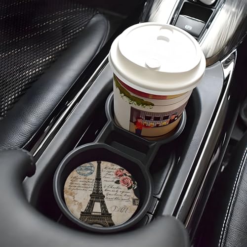 Portavasos de cerámica para auto con diseño Torre Eiffel 2 unidades miniatura 2