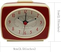 Vista 4 de Red Small Alarm Clock Small Silent Quartz Movement Analogue Alarm Clock Vintage Classic Style Battery Powered