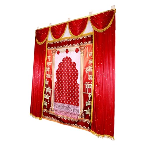 Image of Ganpati Decoration Digital Background Ideas at Home, Festival, Wedding, Diwali, Ganesh Chaturthi, Laxmi Pooja Decoration Background (Size, Width 7 Feet and Hight 7 Feet, Vakratunda)