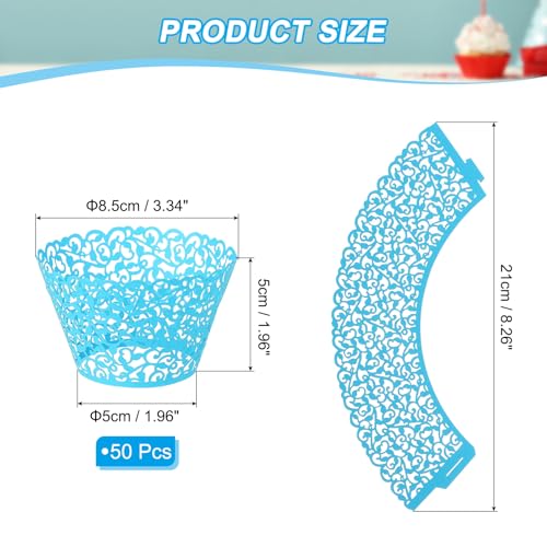 PATIKIL Cupcake Wrappers Paper, 50 Pack Baking Cups Standard Vine Decoration for Anniversary Birthday Weddings and Parties, Blue by PATIKIL - Used condition - Image 2