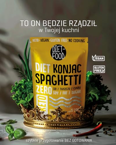 Diet-Food Shirataki Spaghetti - Low Carb Bio Konjac Nudeln | 200 Gramm Kalorienarmes Veganes Essen, Fettfrei, Sojafrei, Glutenfrei Schlankheits Nudeln, Glucomannan
