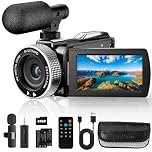 4K Camcorder Video Camera 48MP, Vlogging Camera for YouTube TikTok with Wireless Lavalier Microphone & Wired Microphone,Remote, 2 Batteries, Video Recorder for Travel/Interview/Teaching/Family