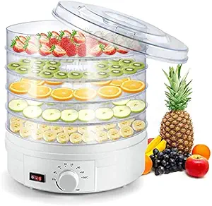 COSKIRA Food Dehydrator Machine, Electric Fruit Dryer 5 Trays Adjustable Temperature Control with Roll Up