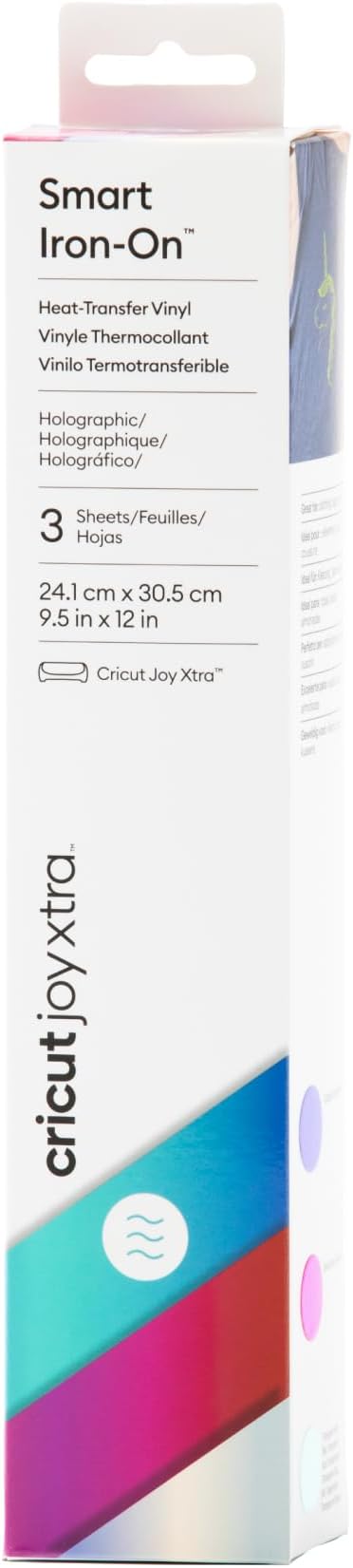 Cricut Smart Vinyl - Holographic Iron on, Heat Transfer Vinyl for Cricut Joy Xtra, Matless Cutting, Easy Apply, Create Stickers & Designs for Apparel, Home Decor, (9.5in x 12in), 3ct