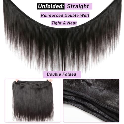 Beautymoon Sew In Long Straight 4 Bundles Human Hair 22 24 26 28 Inch 100% Unprocessed Brazilian Virgin Human Hair Bundles Straight Remy Hair Bundles Natural Black - Image 6