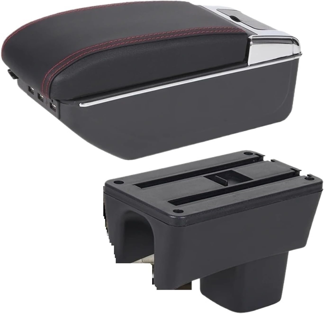 Automobile Armrest, for Suzuki, for Swift 2005-2025 Car Armrest Auto Storage Box Bracing Heighten Interior Central Console Storage Box(D2 Black line No USB)