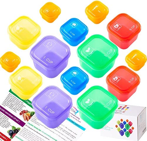 21 Day Fix Containers and Food Plan - Portion Control Container Kit for Weight Loss - Beachbody Portion Containers with Recipe - Double Set (14-Pieces)