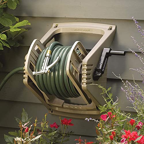 Suncast 100 ft. Tote or Wall Mount Resin Garden Hose Reel with Lid, Taupe by Suncast - Used condition - Image 8