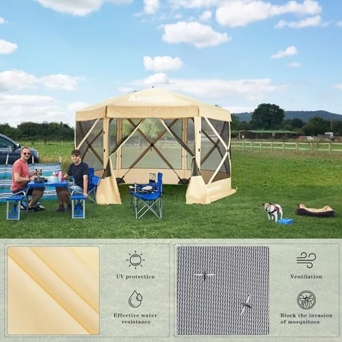 MASTERCANOPY-Portable-Screen-House-Room-Pop-up-Gazebo-Outdoor-Camping-Tent-with-Carry-Bag12x12-Beige