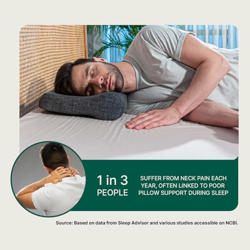 Image of The White Willow Cervical Contour Memory Foam Orthopedic Bed Pillow for Sleeping, Hypoallergenic Neck Optimum Support for Pain Relief with Washable Zippered Pillow Cover (Grey)