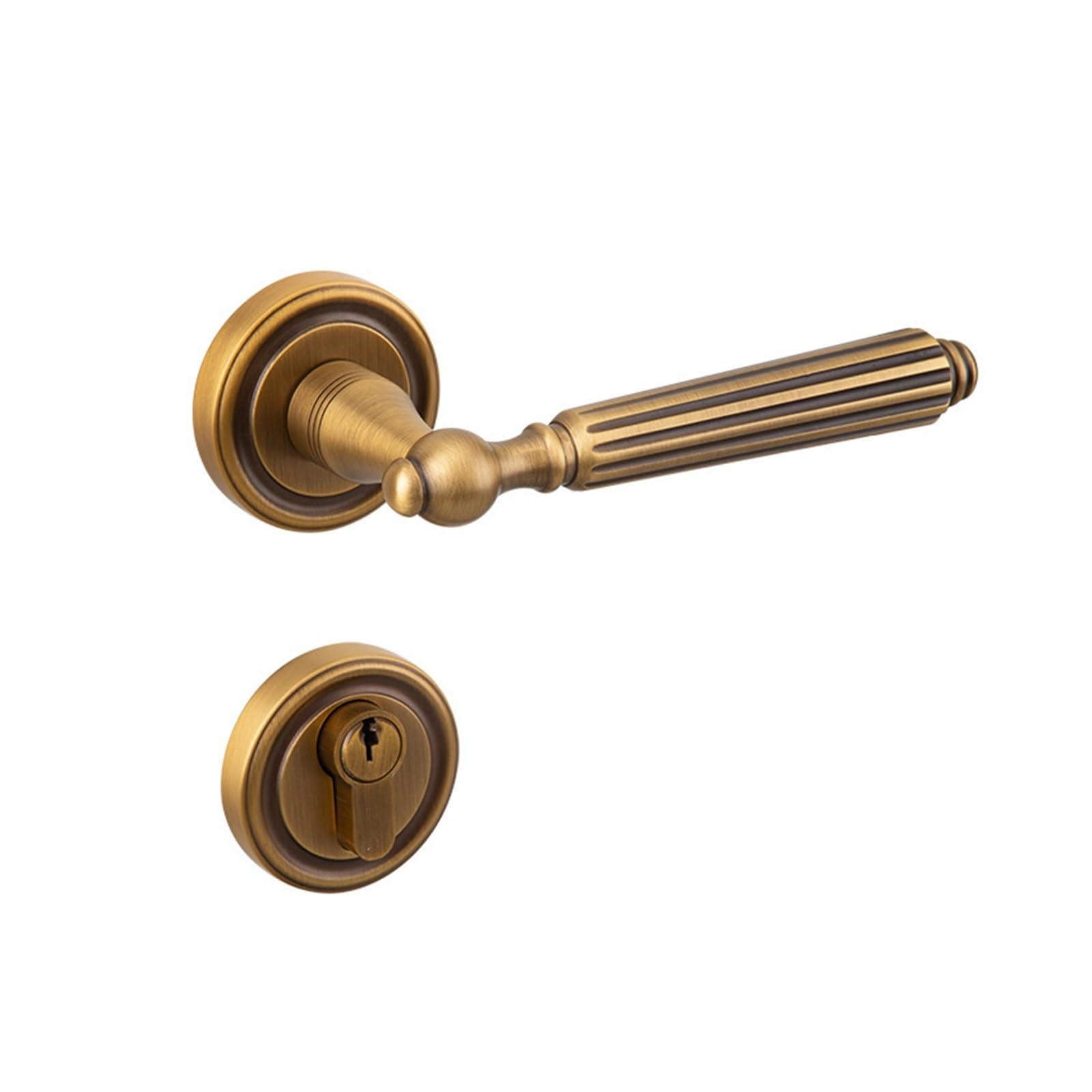 Serrure de porte rétro française laiton et bois pour poignée fendue