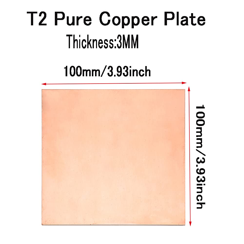 GOONSDS Pure Copper Sheet Metal Plates, For Jewelry, Crafts, Repairs, Electrical 1Pcs,1.2mmx100mmx200mm