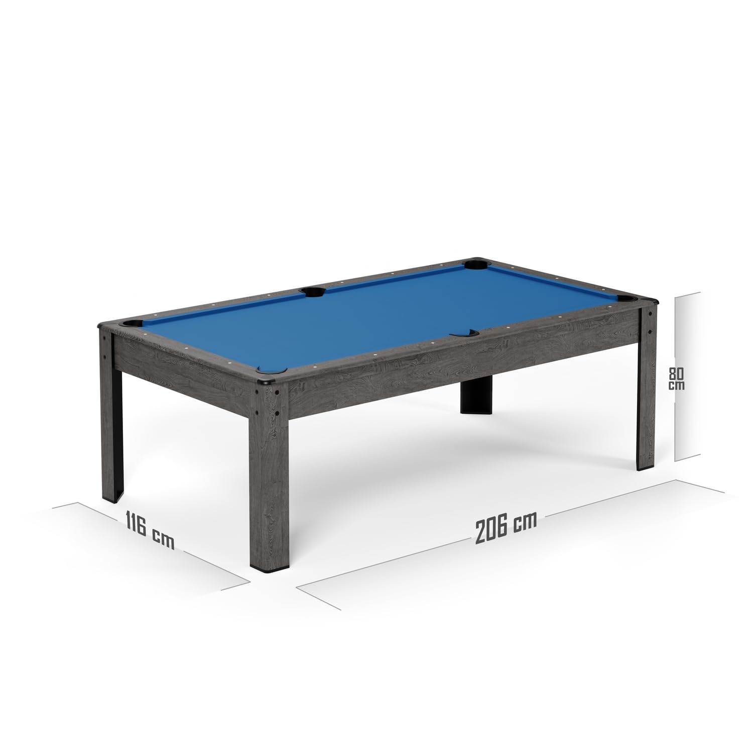 Billard Américain Harmony 6Ft - 206,5 x 116,5 x 80 cm avec Accessoires et Plateau dînatoire - Gris et Tapis Bleu