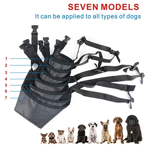 Idepet 1SET Dog Muzzles Suit,7PCS Adjustable Dog Cover Anti-Biting Barking Muzzles for Small Medium Large Extra Dog (Pack of 7)