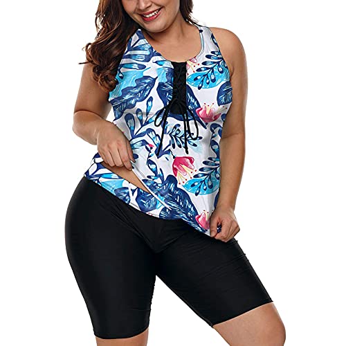 Damen Tankini Damen Badeanzug 2-Teilig Badebekleidung Zweiteilig Tankini Badeanzug Bademode Swimsuit Set Frau Bademode Badeanzüge Tankini mit Yoga hose Bademode für Strandkleidung Bedruckt Kleidung Cover