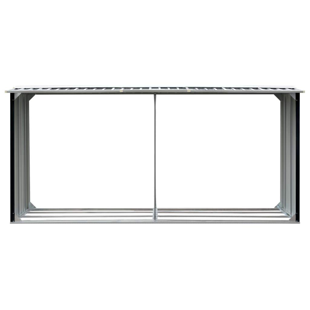 Homgoday Szopa ogrodowa ze stali ocynkowanej 330 x 92 x 153 cm antracyt, domek z narzędziami ogrodowymi, schowek na drewno wewnętrzne, uchwyt na drewno kominkowe, meble do drewna do wnętrz