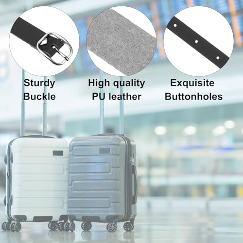 Image of PATIKIL Luggage Tag Strap, 10 Pcs PU Leather Extender Buckle Straps Luggage Tag Luggage Strap Tag Holder Adjustable for Suitcase Hanging Accessories Travel, Black