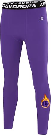 DEVOROPA Youth Boys Compression Leggings Sports Tights Fleece Lined Thermal Base Layer Pants