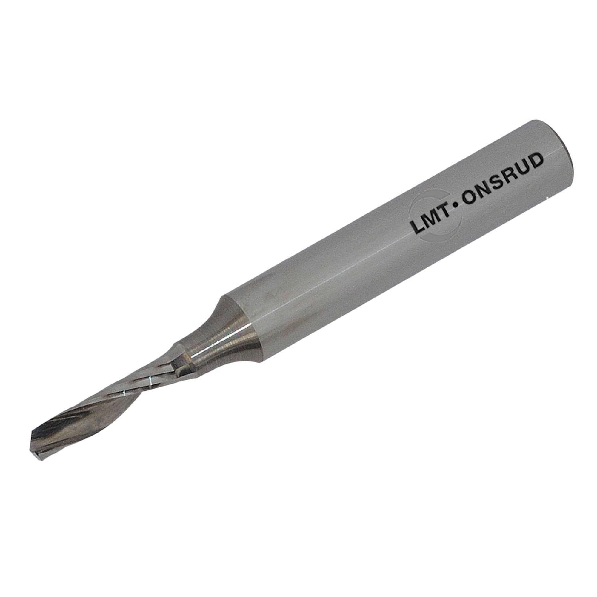 LMT Onsrud 65-012 Solid Carbide Upcut Spiral O Flute Cutting Tool, Uncoated (Bright) Finish, 1 Flute, 21 Degree Helix, 1/2" Cutting Length, 1/8" Cutting Diameter, 1/4" Shank Diameter, 2" Overall Length (Pack of 1)