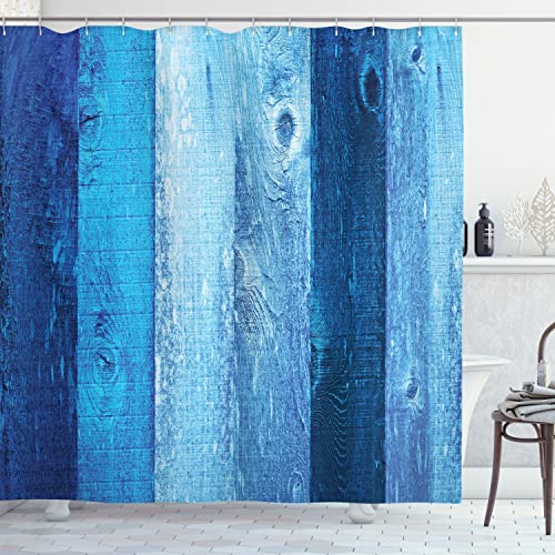 Ambesonne Navy Aqua Blue Shower Curtain, Distressed Vintage Graphic of