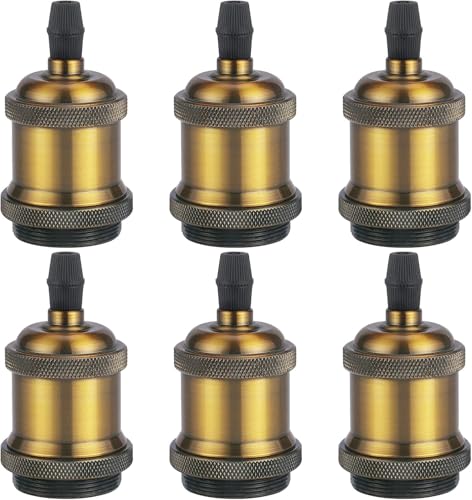 Frogetu 6 Piezas Portalámparas Vintage E27, Casquillos para Bombillas Adaptadores de Portalámparas Cerámica Edison Retro Lámpara, Sólido Cerámica Enchufe para Tiendas de Ropa, Bares, Cafeterías