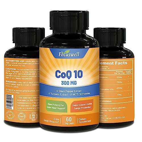 Focuswell Coq10 300Mg Softgels, Vegetarian Dietary Supplement For Heart Health Support, Energy Production, Non-Gmo, Gluten Free, Vegan - 60 Counts #TOP7
