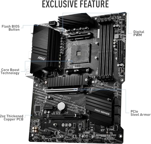 Image of MSI B550-A PRO V1 ProSeries Motherboard (AMD Ryzen 5000, AM4, DDR4, PCIe 4.0, SATA 6Gb /s, M.2, USB 3.2 Gen 2, HDMI /DP, ATX)