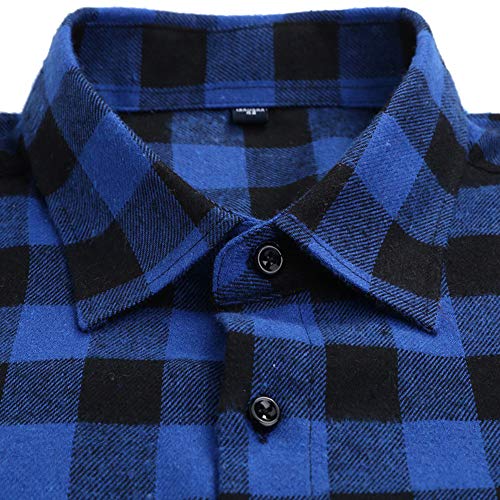 Image of DOKKIA Men's Casual Dress Long Sleeve Buffalo Plaid Checkered Fitted Flannel Shirt