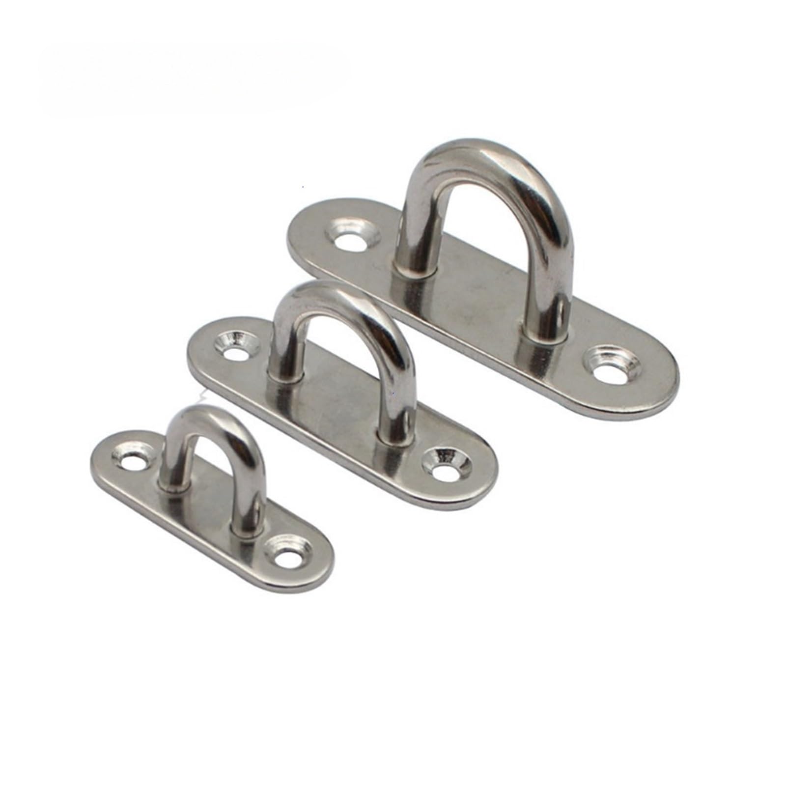 Vnakrny Eye Pate 16Pcs M5/6/8 304 Stainless Steel Ceiling Hooks Pad Eyes Plate Mount Wall U Boat Hanger Ring Garage Hammock Screws not Included(M5)