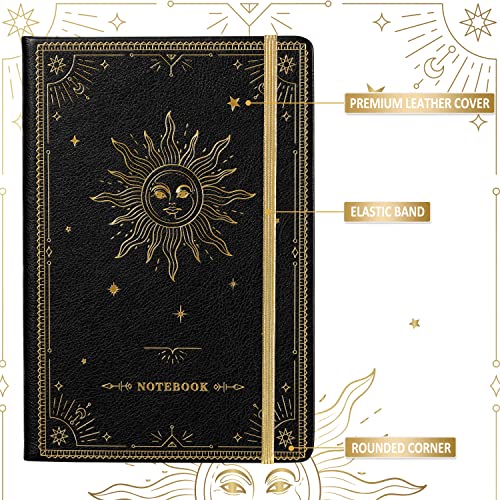 Artfan Notizbuch A5 liniert mit 144 Seiten – Journal Tagebuch, Hardcover mit 100 gsm Dickem Papier, Schwarz, 21,5 × 14,5 cm, Notizbücher für Schule & Büro