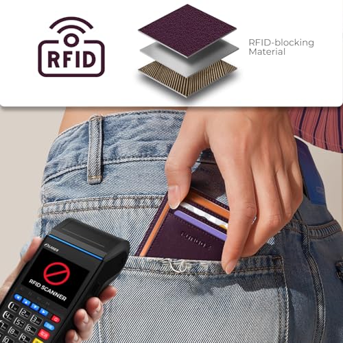 Image of RUNBOX Slim Minimalist Front Pocket RFID Blocking Leather Wallets for Men and Women Card Holder Wallets Gifts for men