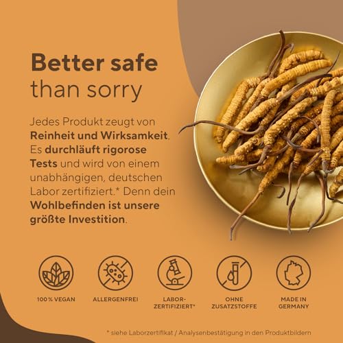 Cordyceps Kapseln hochdosiert - 270 Stück - 19.500mg pro Tag (10:1 Extrakt) - mit 40% bioaktiven Polysacchariden - Vegan - TRUE NATURE