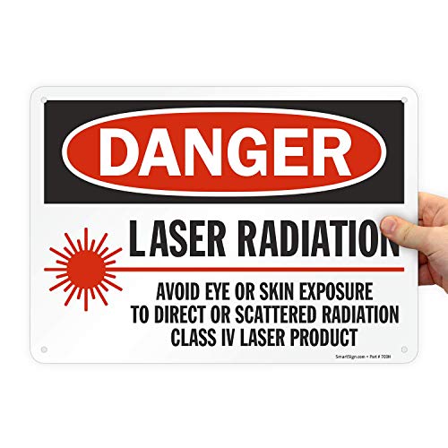SmartSign - U9-1829-NA_10x14 "Danger - Laser Radiation, Avoid Exposure" Sign | 10" x 14" Aluminum Black/Red on White