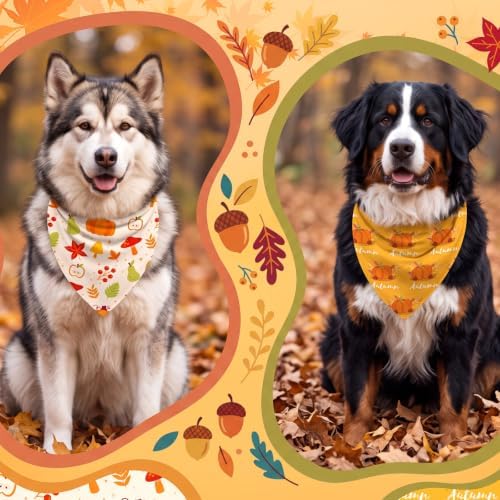 Abbylike 50 Pcs Fall Dog Bandanas Bulk Autumn Leaf Pumpkin Acorn Mushroom - 3