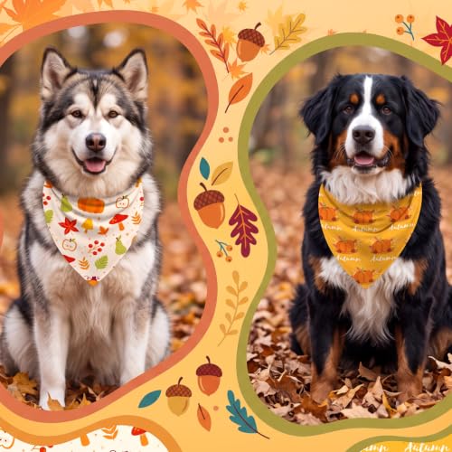 Image of Abbylike 50 Pcs Fall Dog Bandanas Bulk Autumn Leaf Pumpkin Acorn Mushroom