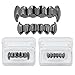 JINAO Vampire Teeth Fang Grillz 18K Gold Silver Plated Hip Hop Fangs Top Bottom Teeth Grills for Your Teeth Set for Men and Women