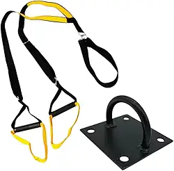 KIT Fita para Treino Suspenso tipo TRX Cross fit Pilates Yoga Fisioterapia Funcional Musculação Exercícios Saude + Suporte Sem Giro