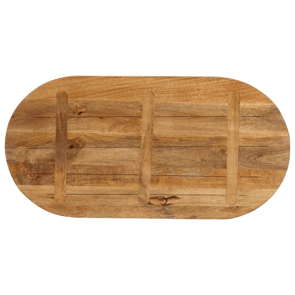 Piano Tavolo Ovale in Legno Massello di Mango 110x40x2,5 cm per Rinnovo Arredamento Casa e Commerciale, Superficie Liscia Facile da Pulire, Design Rustico con Venature