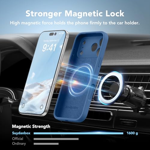 Image of Magnetic for iPhone 17 Pro Max Case, Compatible with MagSafe, [Full Camera Protection][Screen Protector] Silicone Shockproof Protective Phone Case for iPhone 17 Pro Max 6.9 inch, Lake Blue