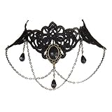 ✔️aus schwarzer Spitze Elegante viktorianische Perlen Gothik Burlesque Steampunk Vintage Choker Kette aus schwarzer Spitze