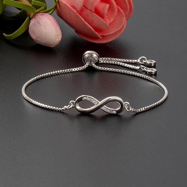 Image of Stylish Austrian Crystal Rose Gold Charm Bracelet for Women