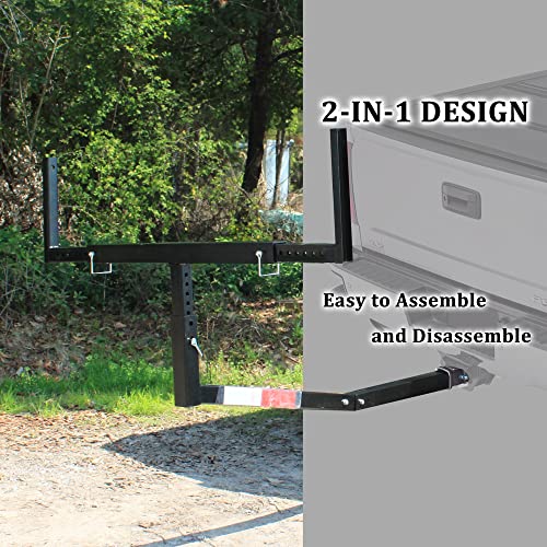 Etetost Truck Bed Extender For Kayak 2 In 1 Design Adjustable Pickup Truck Bed Hitch Rack For Canoe Boat Lumber Ladder Long Size Goods Fit 2 Inch Receiver 750 Lbs Load #TOP1