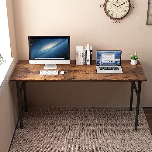 Dlandhome Folding Table Computer Desk Workstation Table Conference Table Home Office Desk, Fully Assembled (62 Inches, Retro) #TOP1