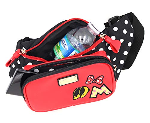 Minnie Ribbon Fashionable Accessories Polka Zipper Waist Pack Fanny Bag For Teens Girls Women | Adjustable Belt | Travel | Crossbody | Chest #TOP4