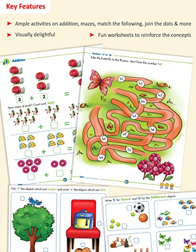 Image of Woodsnipe Maths and Number Practice Books for Kids Age 4 to 5 Years | Learn Numbers 1 to 50, Activities on Shapes, Number Tracing ,Comparison, Addition, Subtraction & More| Set of 2 for Homeschooling
