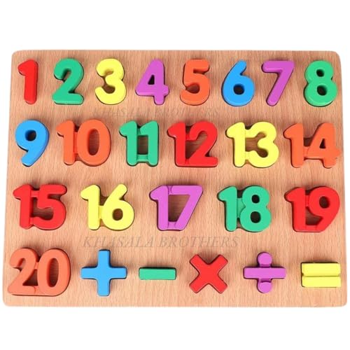 Image of Khasala Brothers Wooden ABCD Alphabet Number Shape Explorative Puzzles Toddler Learning Puzzles,Educational Activity Boards Toys for Child Boys and Girls (12345)