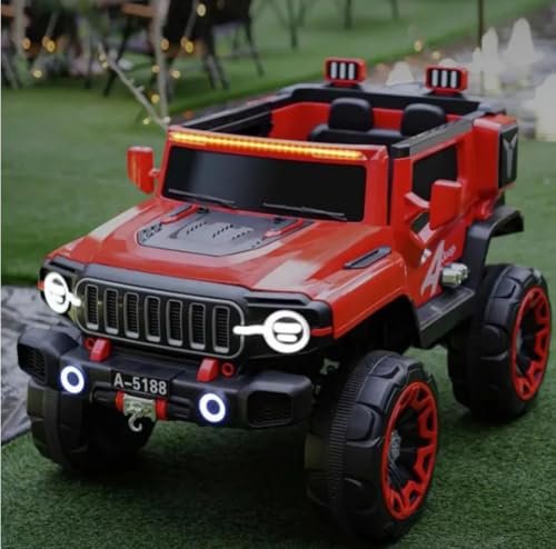 Image of KAWAII KIDS Battery Operated 4x4 Electric Car for Kids, 2-Seater Ride-On SUV with Parent Remote Control, Bluetooth, USB Music, 70kg Weight Capacity, Age 1-10 Years (1699, RED)