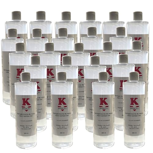 24 Gel KRAPE hidro-alcohólico desinfectante antiséptico de manos 500ml