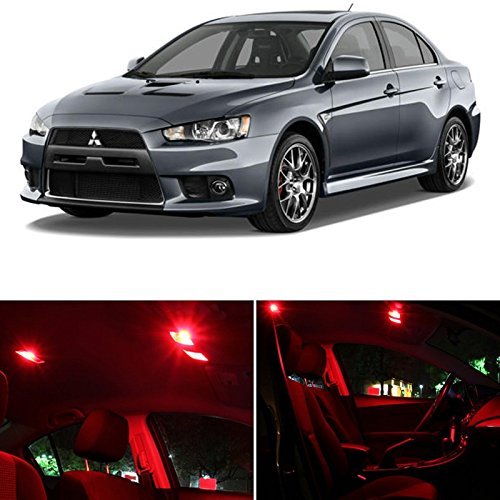 LEDpartsNow Interior LED Lights Replacement for Lancer Evolution EVO X 2007-2015 Red Accessories Package Kit (6 Pieces)
