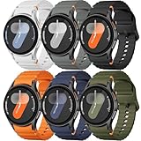 Sport Band for Samsung Galaxy Watch 7 Band 40mm 44mm,No Gap Soft Silicone Strap for Galaxy Watch 6 5 4 FE Band 40mm 44mm/Galaxy Watch 6/4 Classic 47mm 43mm 46mm 42mm/Watch 5 pro 45mm Men Women,6 Pack